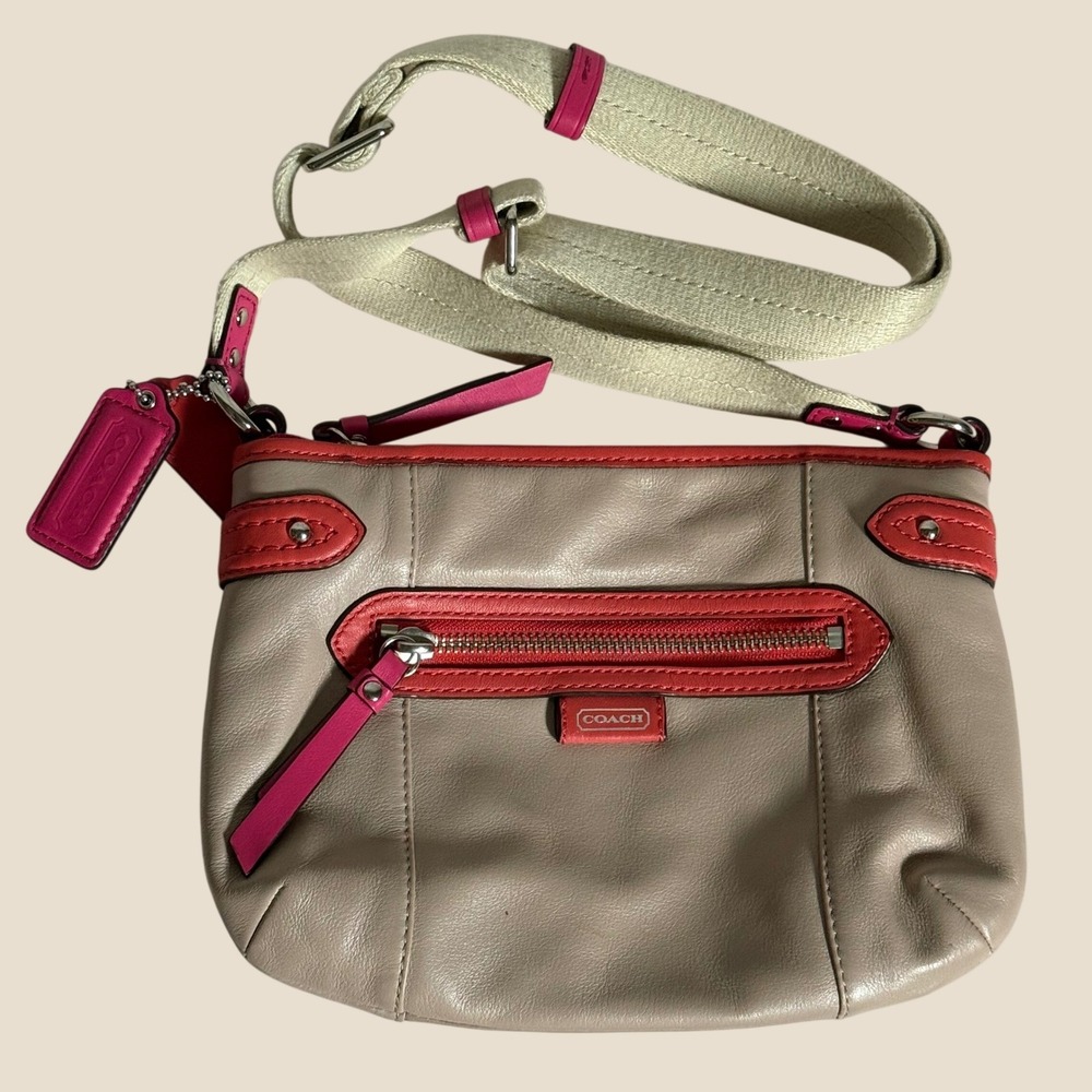Coach Daisy Spectator Crossbody Bag Purse Leather Taupe Pink